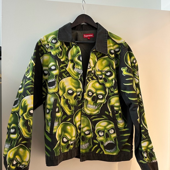 SUPREME SKULL PILE WORK JACKET GREEN - Picture 1 of 3